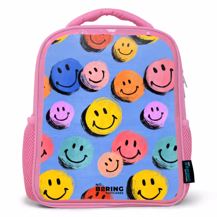Kinderrucksack - Rosa - Een speels en kunstzinnig patroon van kleurrijke smileys — 1