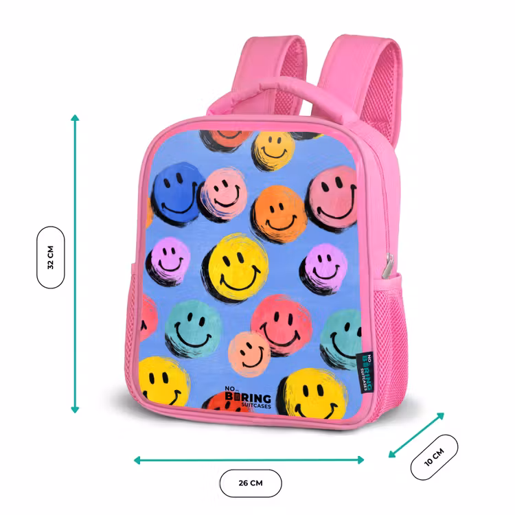 Kinderrucksack - Rosa - Een speels en kunstzinnig patroon van kleurrijke smileys — 2