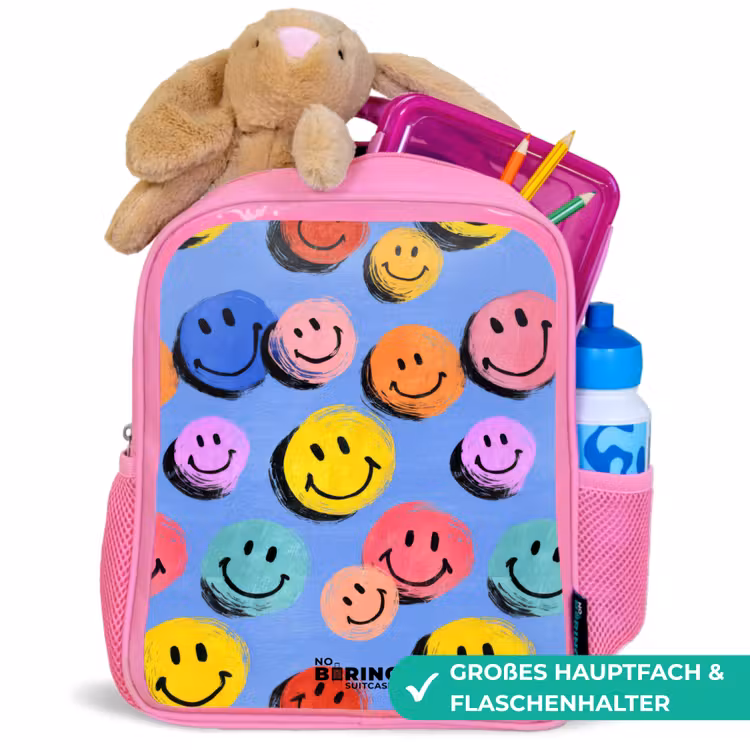 Kinderrucksack - Rosa - Een speels en kunstzinnig patroon van kleurrijke smileys — 3