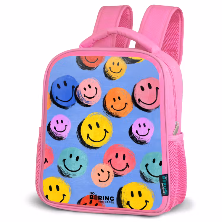 Kinderrucksack - Rosa - Een speels en kunstzinnig patroon van kleurrijke smileys — 4