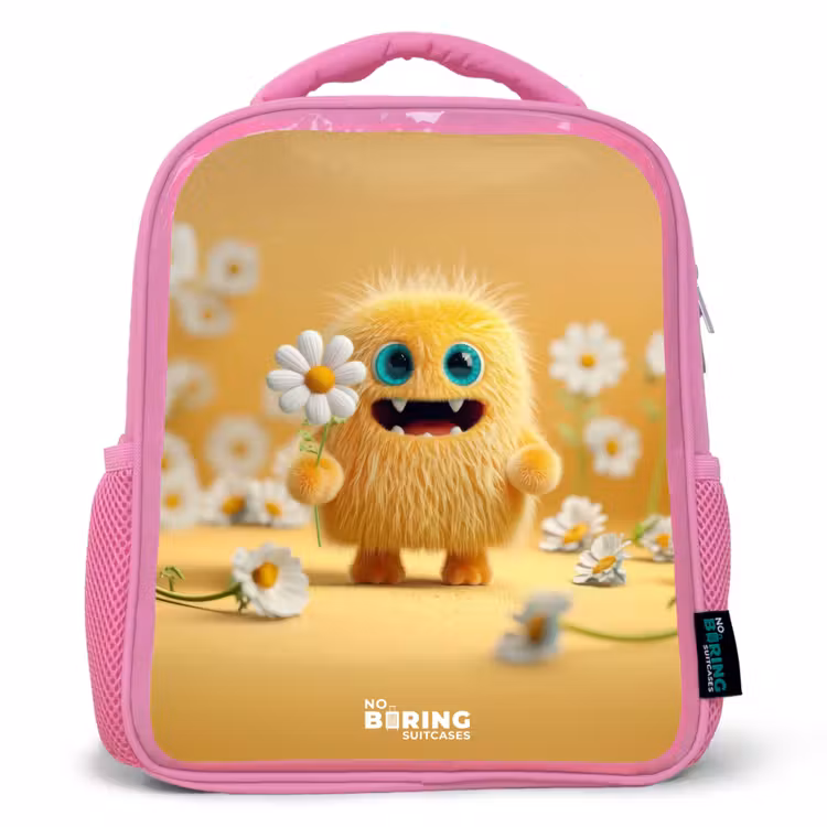 Kinderrucksack - Rosa - Monster - Wezen - Bloem - Geel — 1