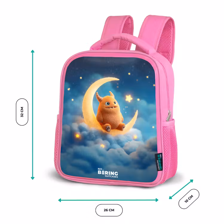 Kinderrucksack - Rosa - Oranje monster op maansikkel — 2