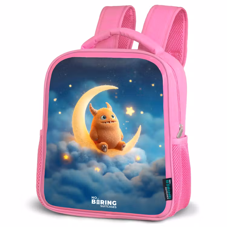 Kinderrucksack - Rosa - Oranje monster op maansikkel — 4