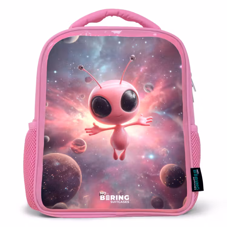 Kinderrucksack - Rosa - Roze Alien in Sterrennevel — 1