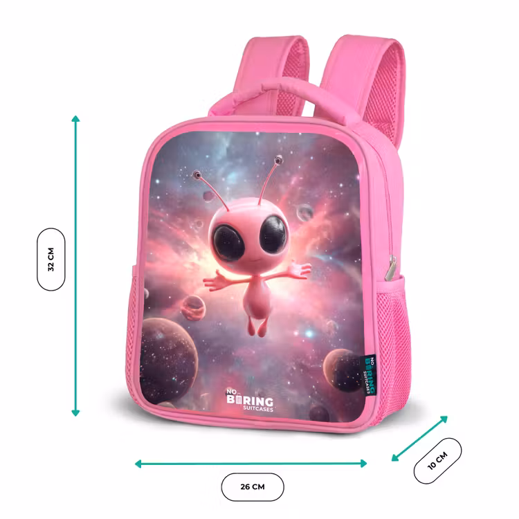 Kinderrucksack - Rosa - Roze Alien in Sterrennevel — 2