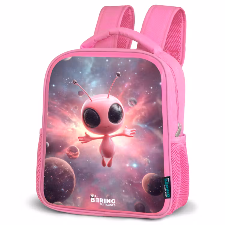 Kinderrucksack - Rosa - Roze Alien in Sterrennevel — 4