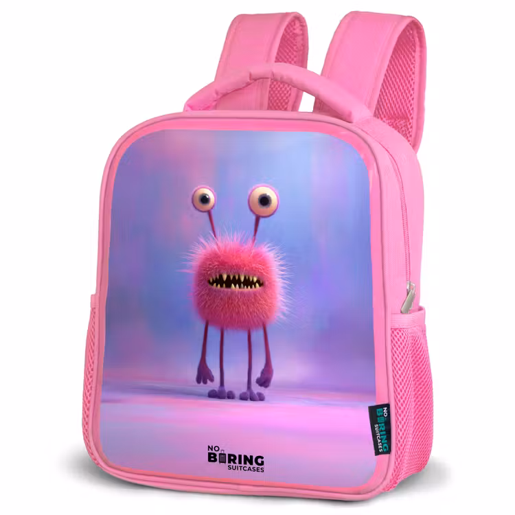 Kinderrucksack - Rosa - Roze harig monster met grote ogen — 4