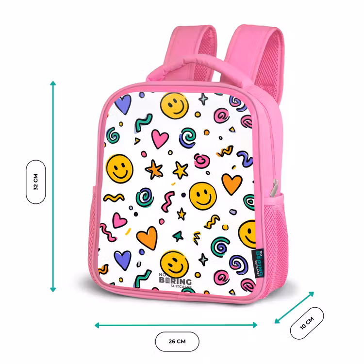 Kinderrucksack - Rosa - Smiley - Hartje - Ster — 2