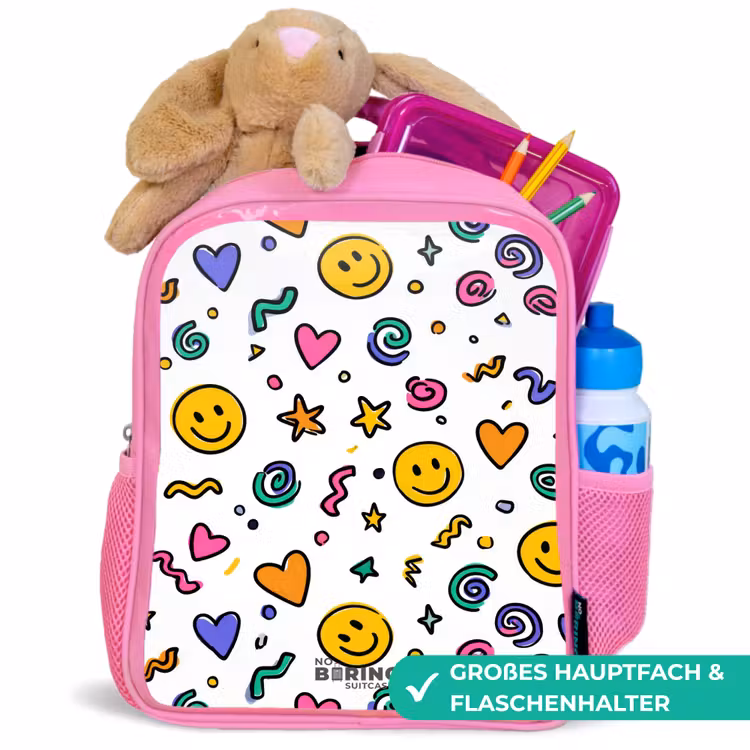 Kinderrucksack - Rosa - Smiley - Hartje - Ster — 3