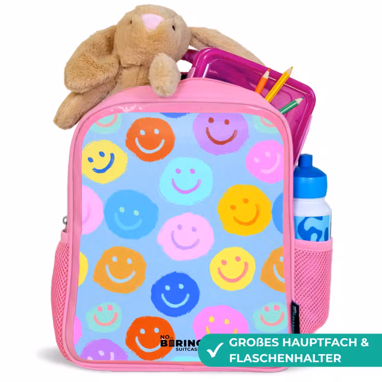 Kinderrucksack - Rosa - Vrolijk patroon van smileys — 3