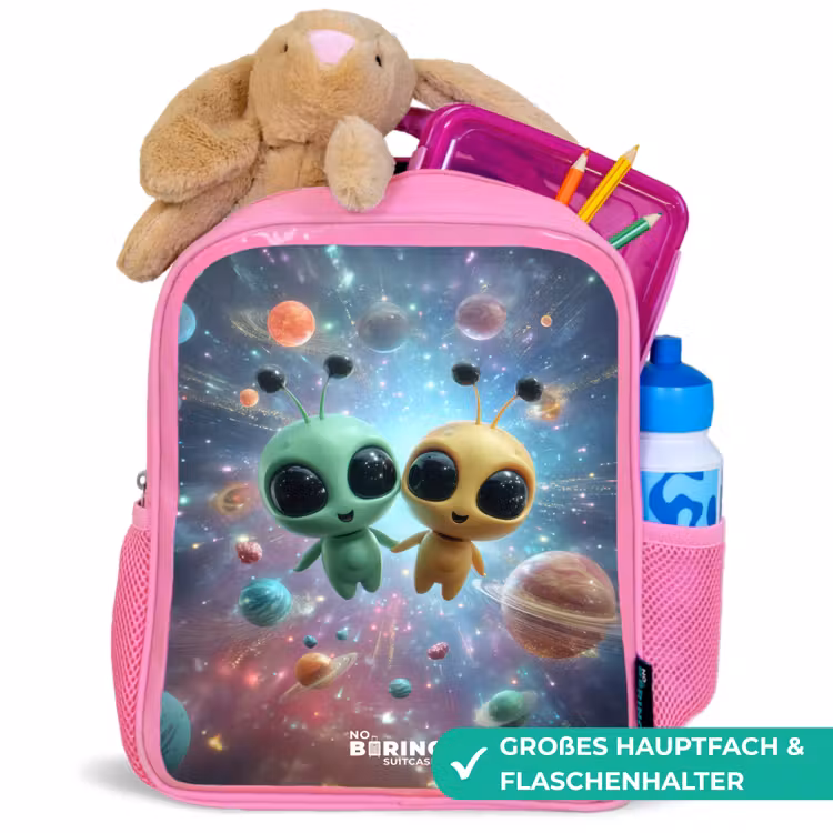 Kinderrucksack - Rosa - Vrolijke buitenaardse vrienden — 3