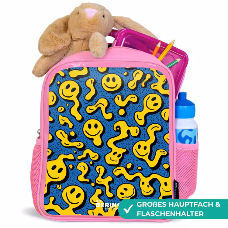 Kinderrucksack - Rosa - Smiley - Blauw - Geel — 3
