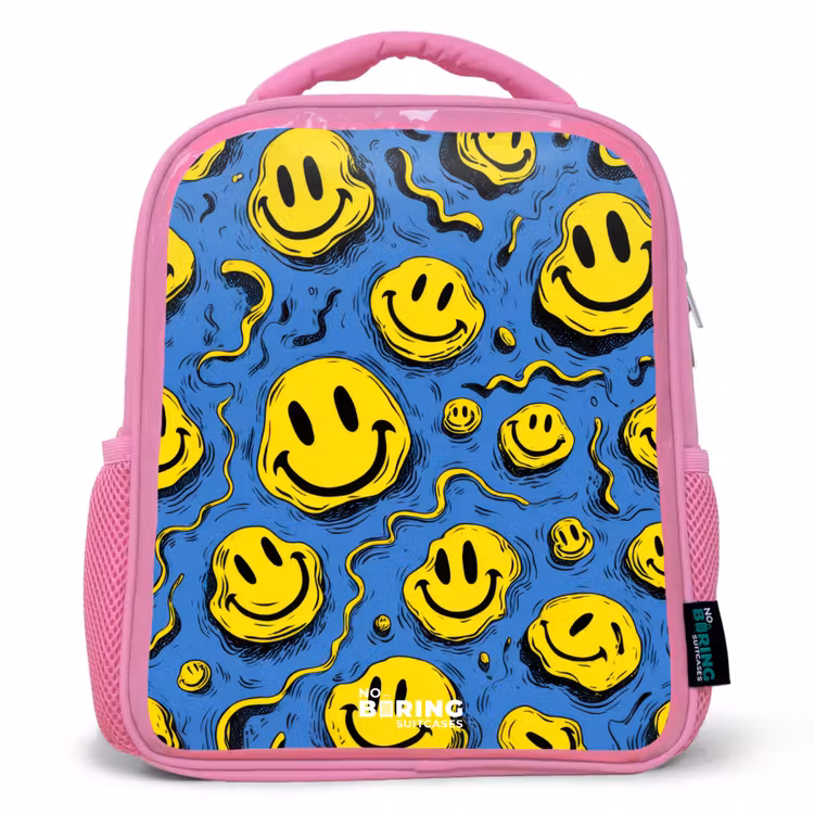 Kinderrucksack - Rosa - Smiley - Geel - Blauw — 1