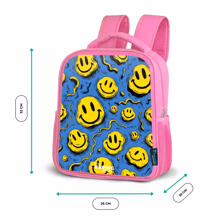 Kinderrucksack - Rosa - Smiley - Geel - Blauw — 2