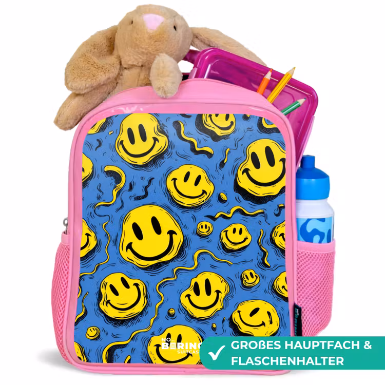 Kinderrucksack - Rosa - Smiley - Geel - Blauw — 3
