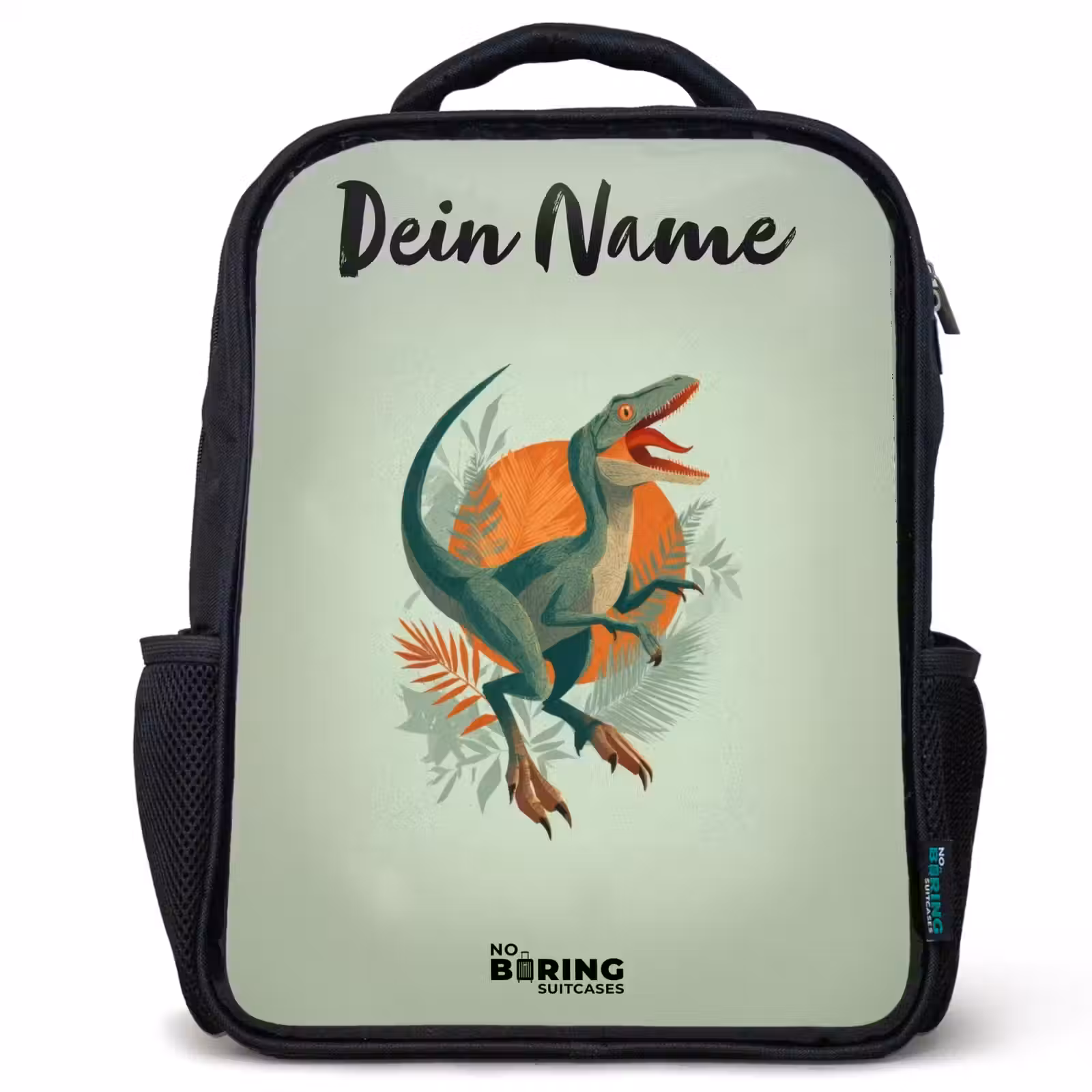 Kinderrucksack mit Namen - Schwarz - Tier - Dino - Natur — 1