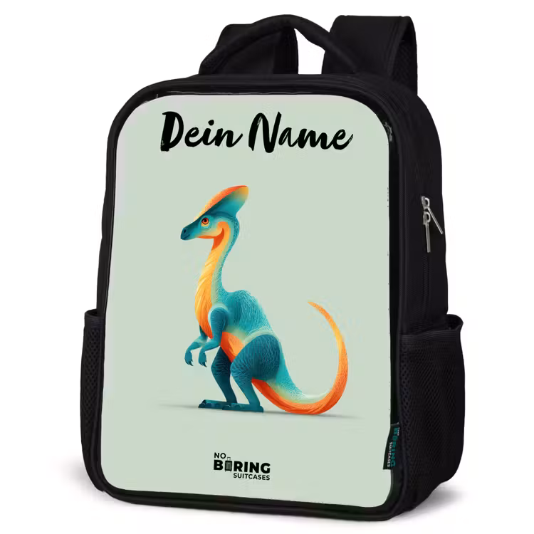 Kinderrucksack mit Namen - Schwarz - Dino - Blau - Tier — 4