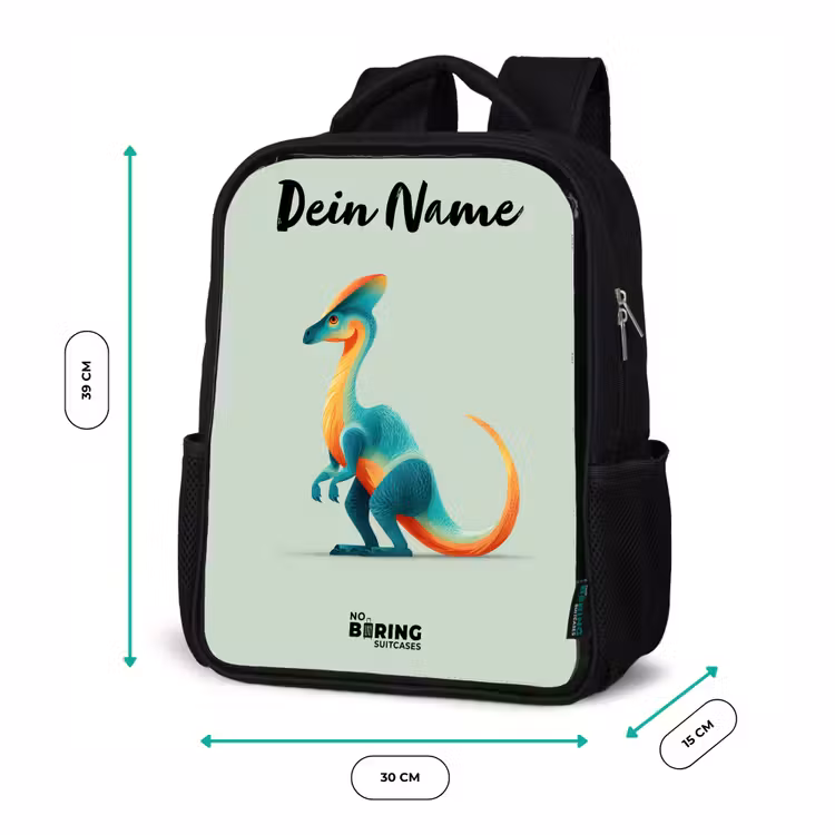 Kinderrucksack mit Namen - Schwarz - Dino - Blau - Tier — 6