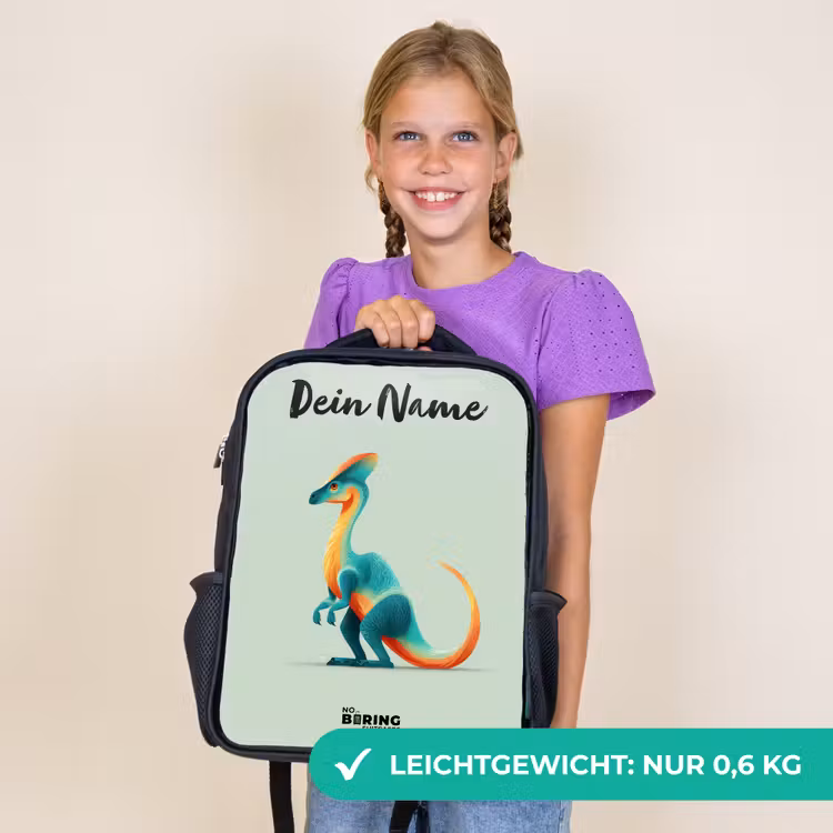 Kinderrucksack mit Namen - Schwarz - Dino - Blau - Tier — 7