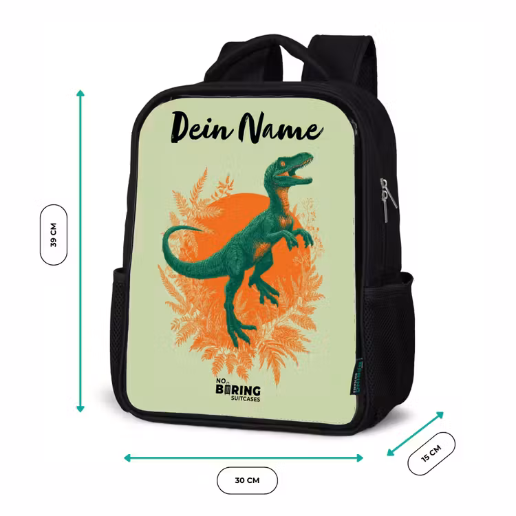 Kinderrucksack mit Namen - Schwarz - Dino - Natur - Grün — 6