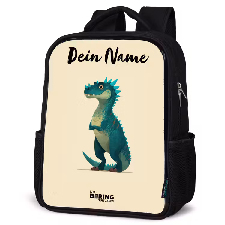 Kinderrucksack mit Namen - Schwarz - Dino - Tier - Blau - Grün — 4