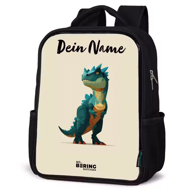 Kinderrucksack mit Namen - Schwarz - Dino - Tier - Grün — 4