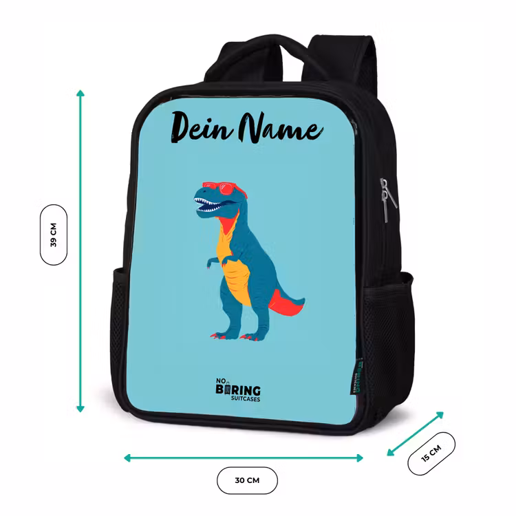 Kinderrucksack mit Namen - Schwarz - Dino - Tier - Sonnenbrille — 6