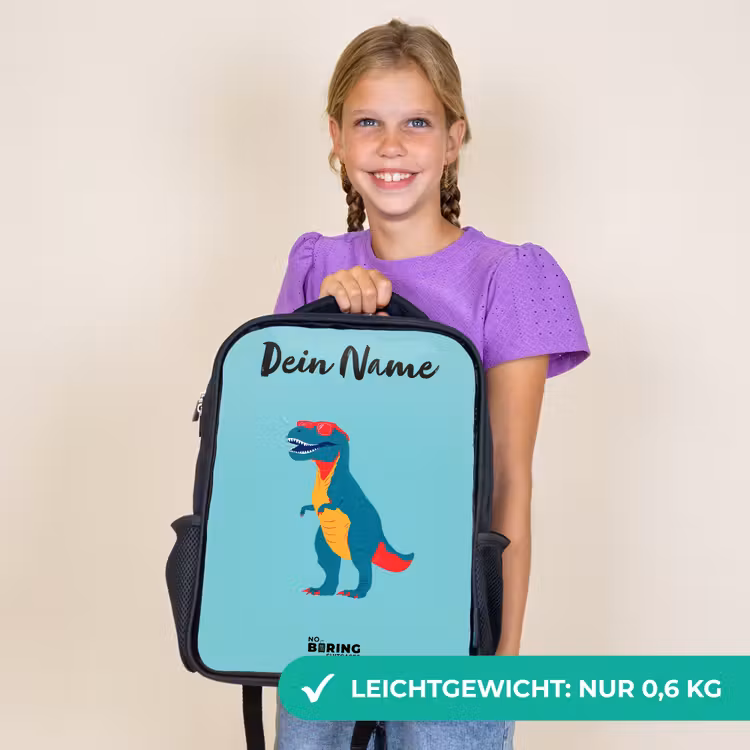 Kinderrucksack mit Namen - Schwarz - Dino - Tier - Sonnenbrille — 7