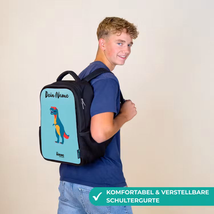 Kinderrucksack mit Namen - Schwarz - Dino - Tier - Sonnenbrille — 9