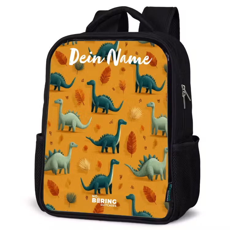 Kinderrucksack mit Namen - Schwarz - Dino - Tiere - Muster — 4