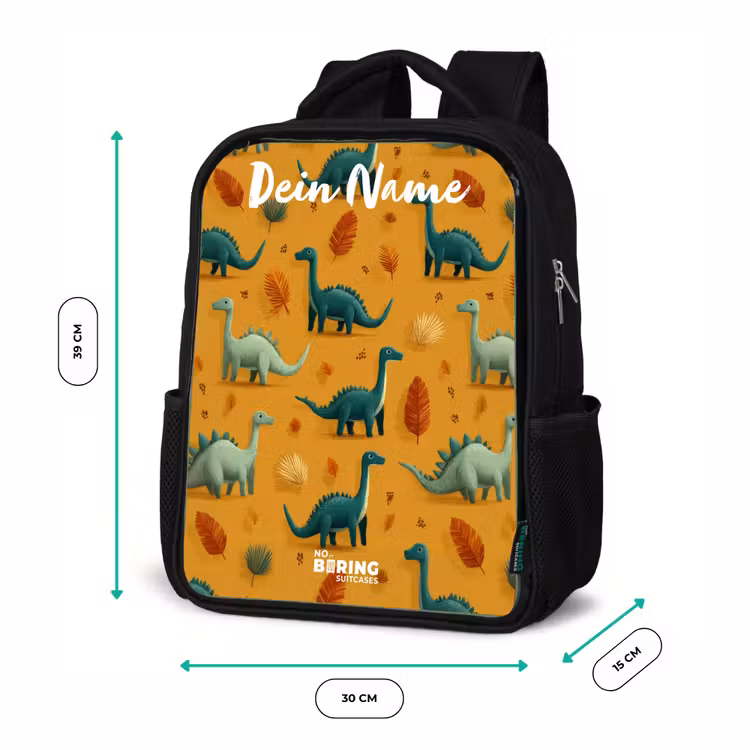 Kinderrucksack mit Namen - Schwarz - Dino - Tiere - Muster — 6