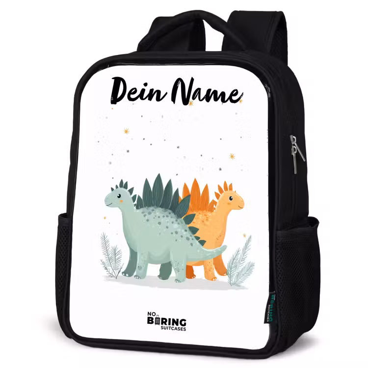 Kinderrucksack mit Namen - Schwarz - Dinos - Tiere - Sterne — 4