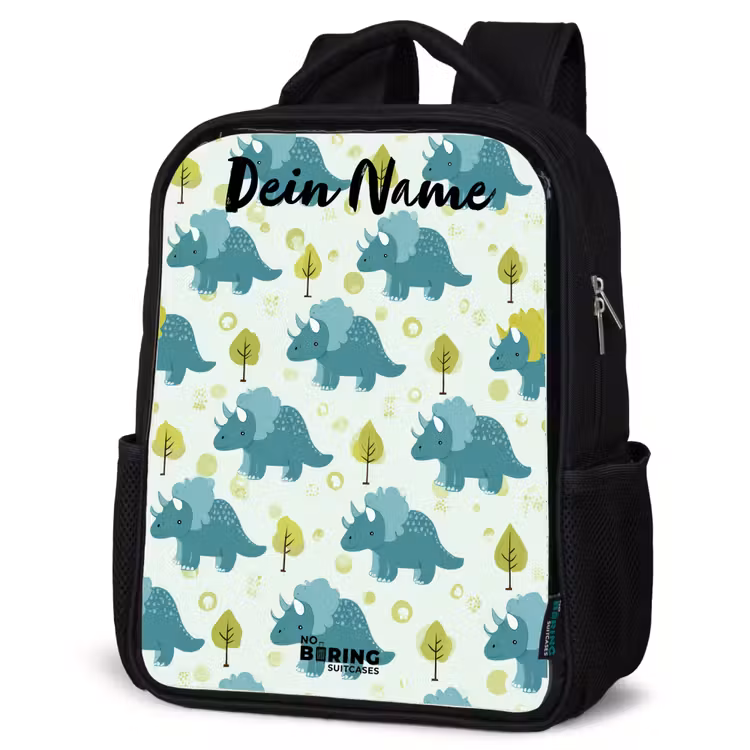 Kinderrucksack mit Namen - Schwarz - Dinosaurier - Muster - Natur — 4