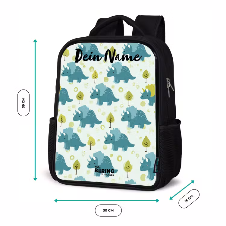 Kinderrucksack mit Namen - Schwarz - Dinosaurier - Muster - Natur — 6