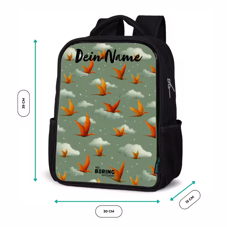 Kinderrucksack mit Namen - Schwarz - Muster - Dino - Flugsaurier — 6