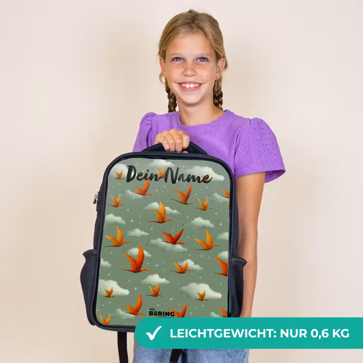Kinderrucksack mit Namen - Schwarz - Muster - Dino - Flugsaurier — 7