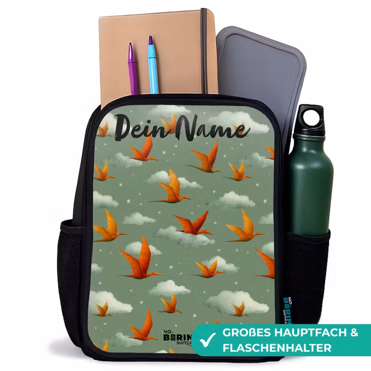 Kinderrucksack mit Namen - Schwarz - Muster - Dino - Flugsaurier — 8