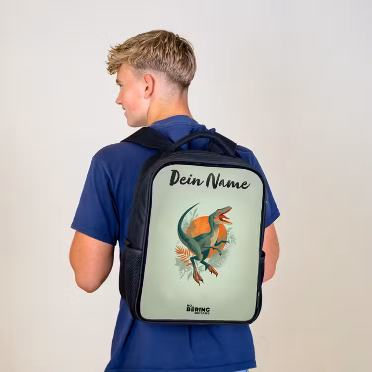 Kinderrucksack mit Namen - Schwarz - Tier - Dino - Natur — 3