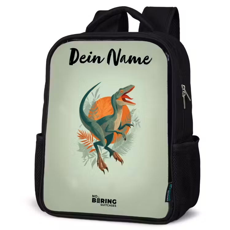 Kinderrucksack mit Namen - Schwarz - Tier - Dino - Natur — 4