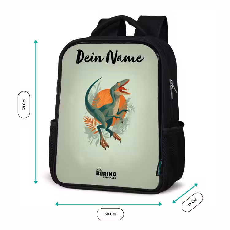 Kinderrucksack mit Namen - Schwarz - Tier - Dino - Natur — 6