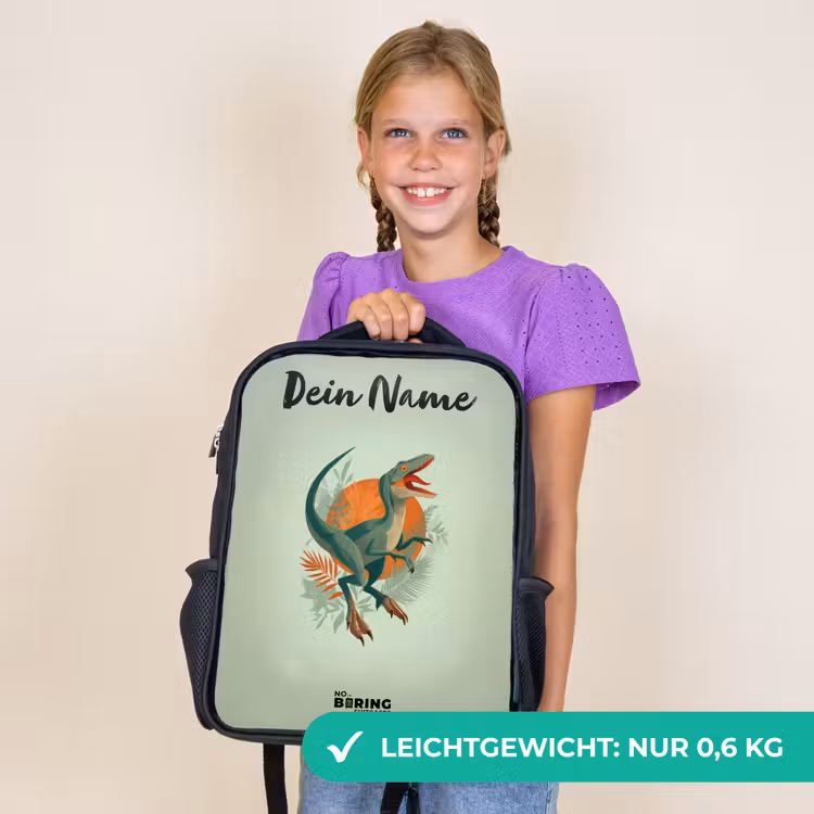 Kinderrucksack mit Namen - Schwarz - Tier - Dino - Natur — 7
