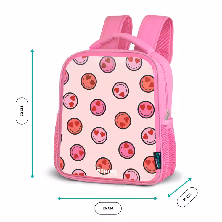 Kinderrucksack - Rosa - Hartje - Smiley - Patroon — 2