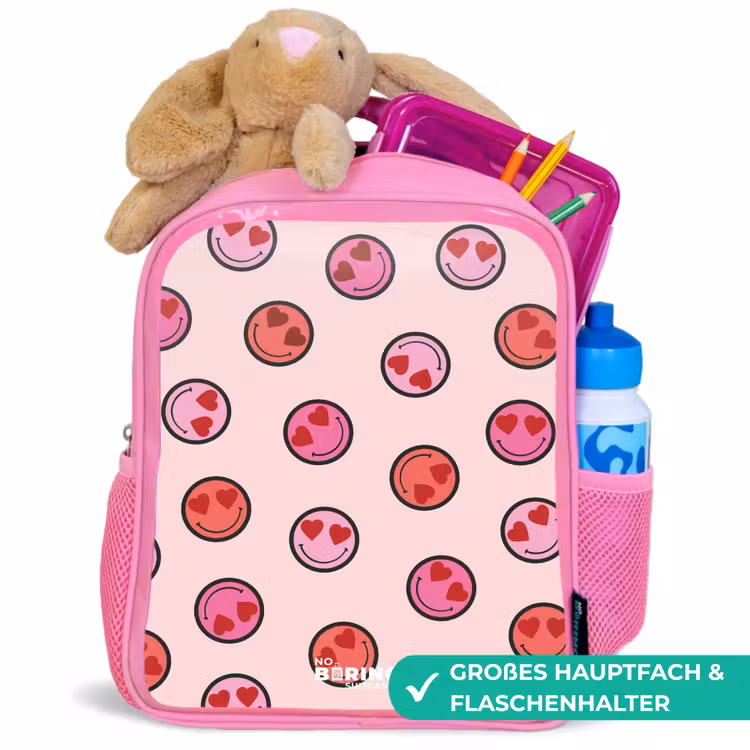 Kinderrucksack - Rosa - Hartje - Smiley - Patroon — 3