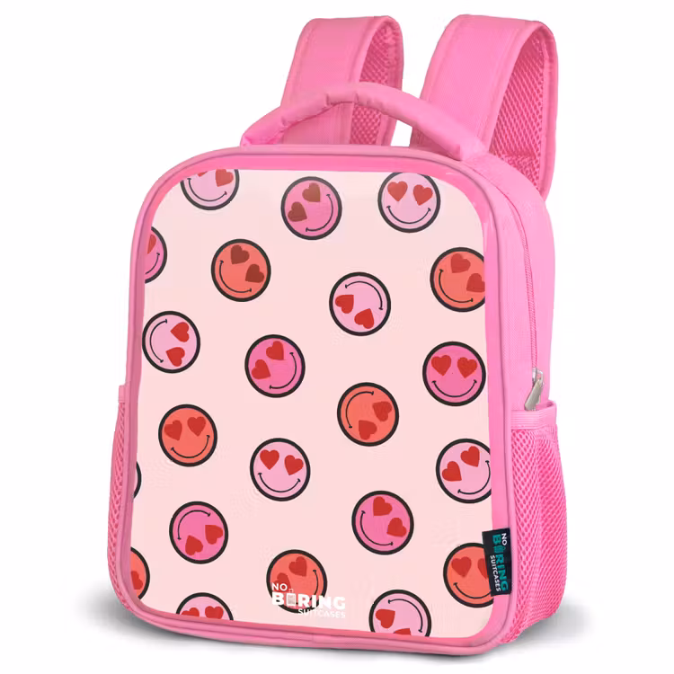 Kinderrucksack - Rosa - Hartje - Smiley - Patroon — 4