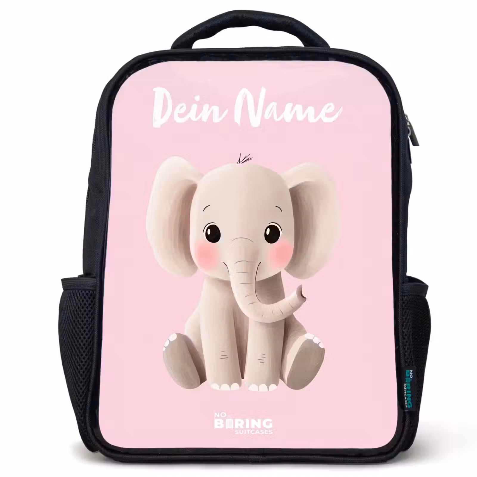 Kinderrucksack mit Namen - Schwarz - Elefant - Grau - Baby - Rüssel — 1