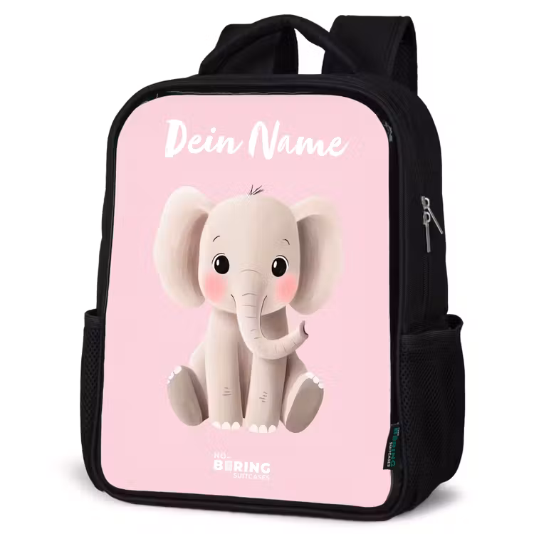 Kinderrucksack mit Namen - Schwarz - Elefant - Grau - Baby - Rüssel — 4