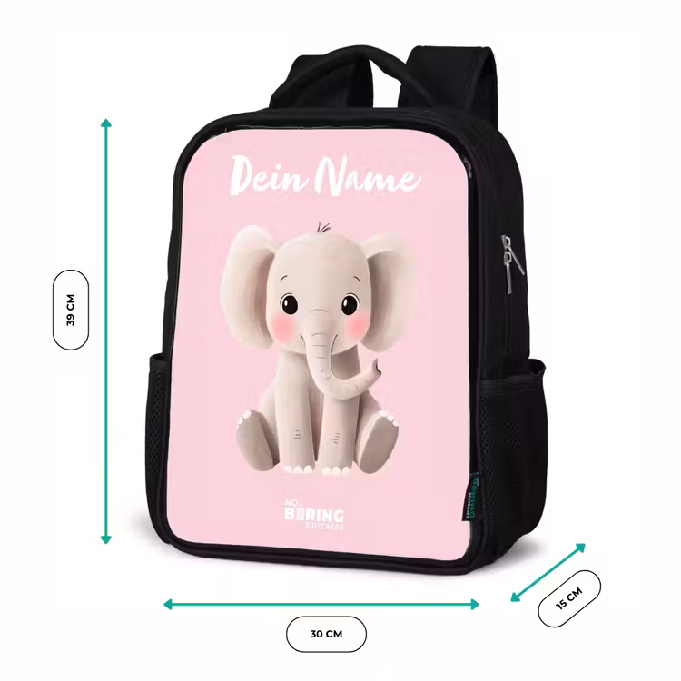 Kinderrucksack mit Namen - Schwarz - Elefant - Grau - Baby - Rüssel — 6