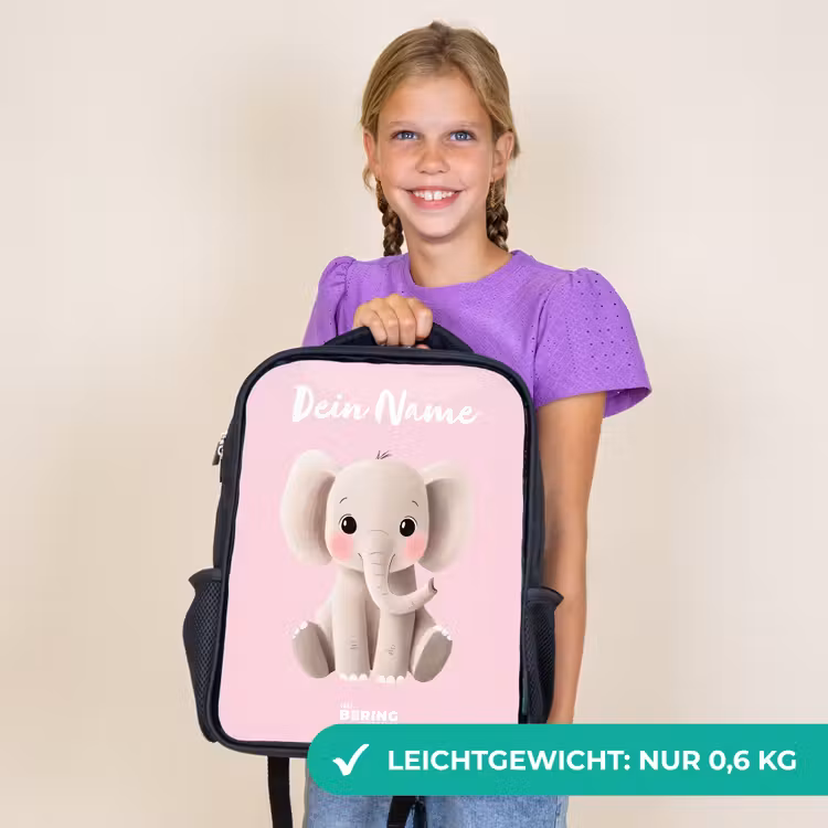 Kinderrucksack mit Namen - Schwarz - Elefant - Grau - Baby - Rüssel — 7