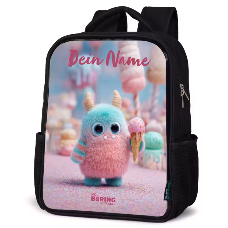 Kinderrucksack mit Namen - Schwarz - Süßes Monster Süßigkeiten Abenteuer — 4