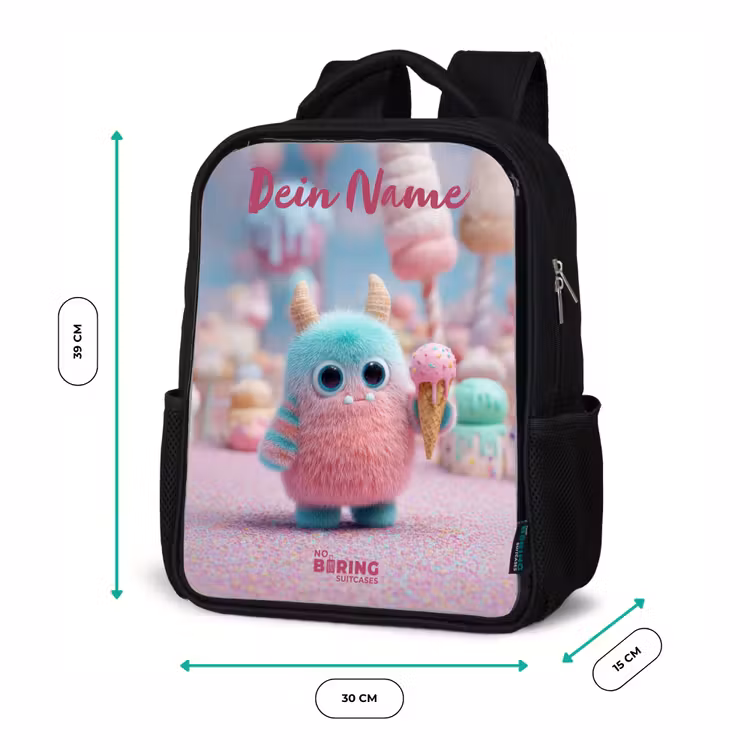Kinderrucksack mit Namen - Schwarz - Süßes Monster Süßigkeiten Abenteuer — 6